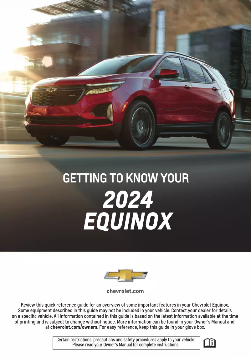 Page 1 de la notice Guide de démarrage rapide Chevrolet Equinox (2024)