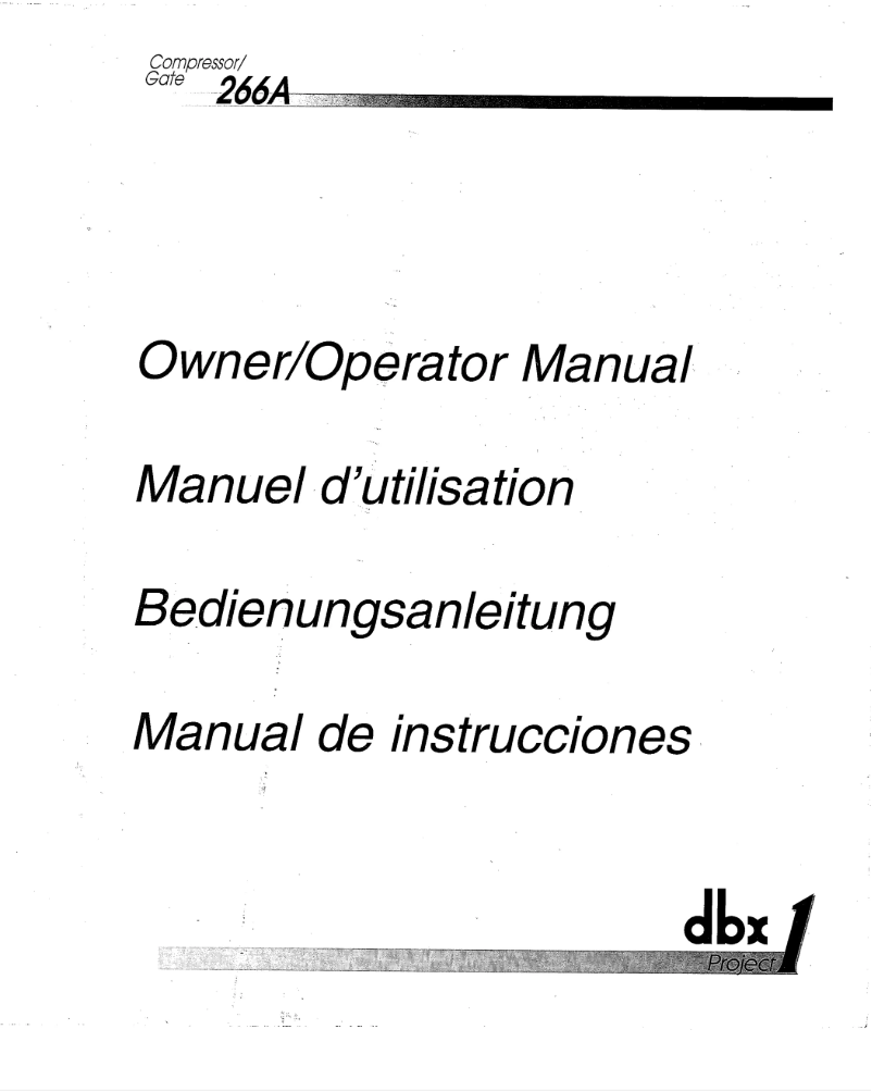Page n°1 - Manuel utilisateur DBX 266A