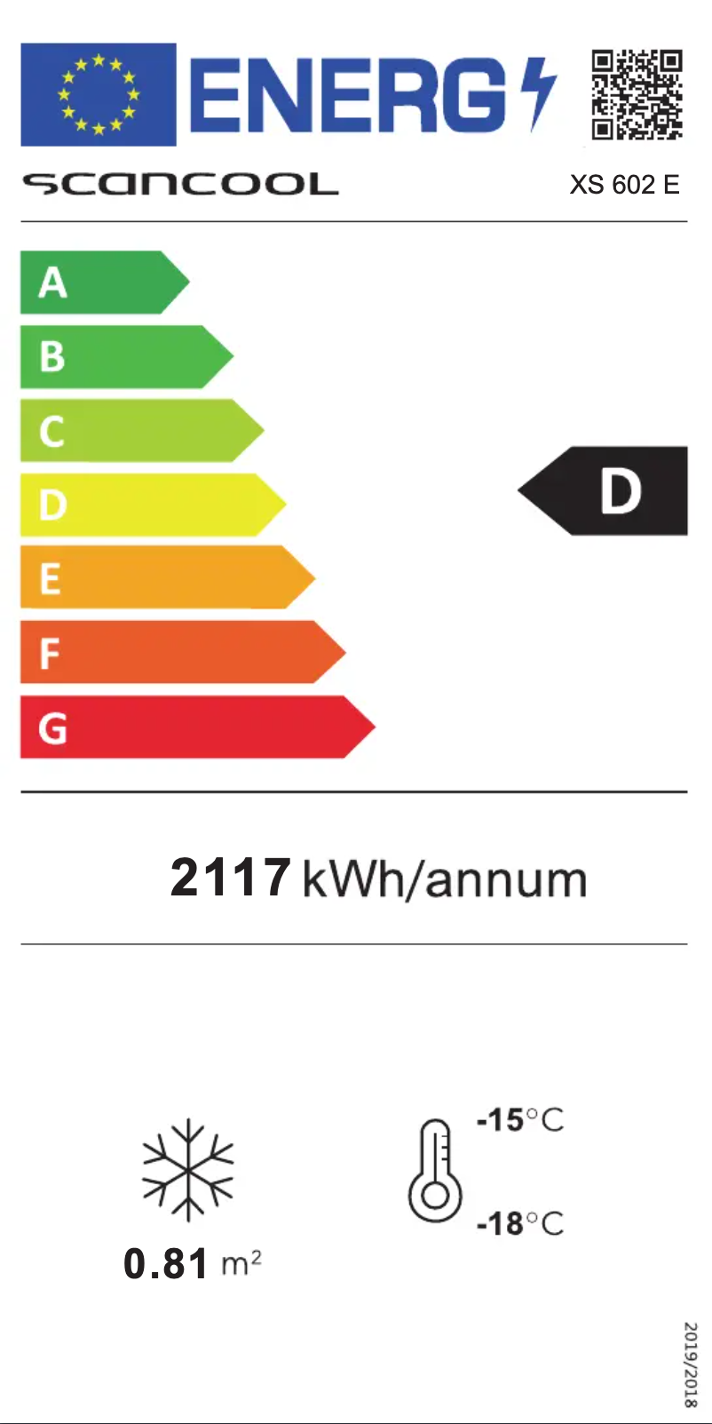 Page 1 of the manual Energy Label Scandomestic XS 602 E