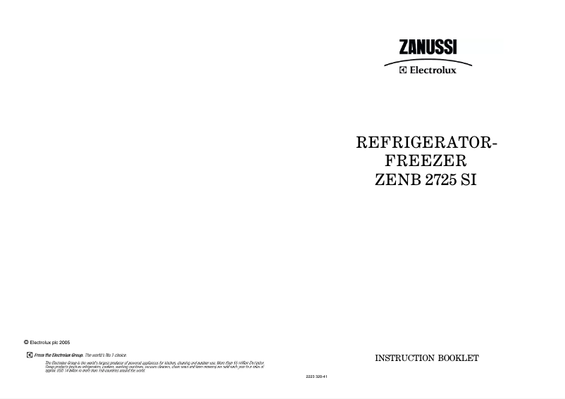 Page 1 de la notice Manuel utilisateur Zanussi-Electrolux ZENB2725SI