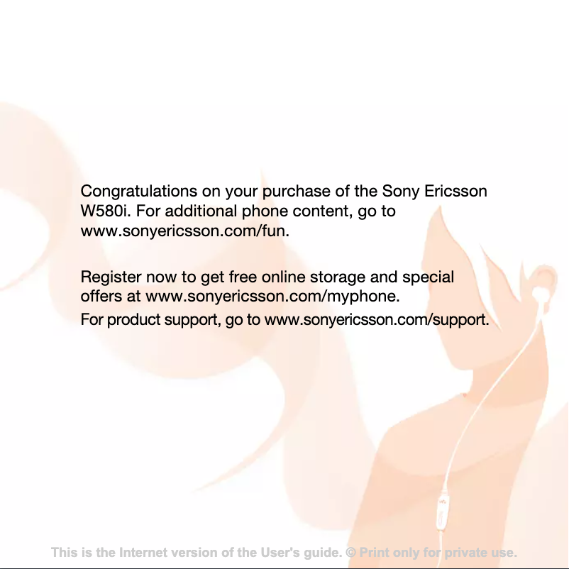 Page 1 de la notice Manuel utilisateur Sony Ericsson W580