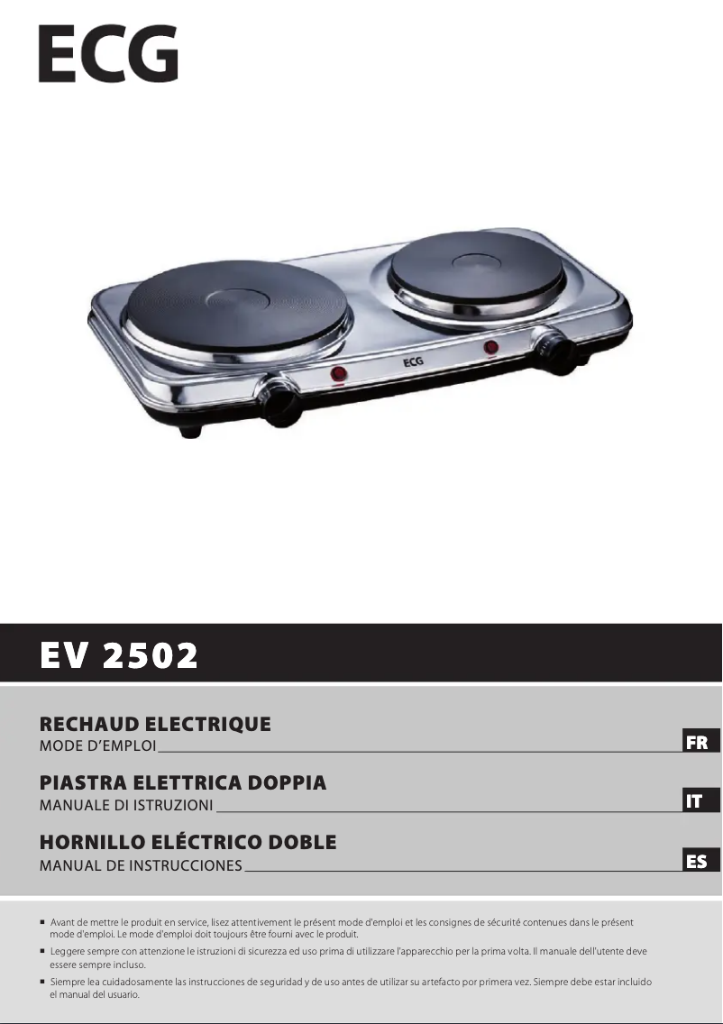 Page n°1 - Manuel utilisateur ECG EV 2502