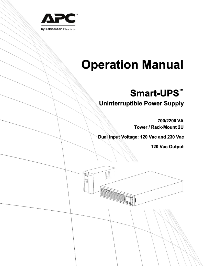 Page 1 de la notice Manuel utilisateur APC SMT2200R2X167