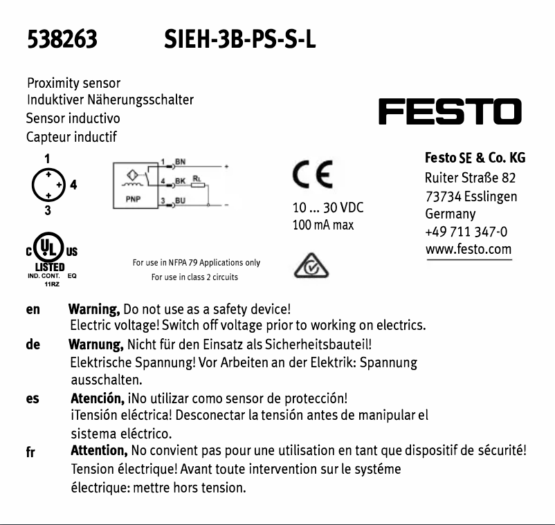 Page 1 de la notice Manuel utilisateur Festo SIEH-3B-PS-S-L
