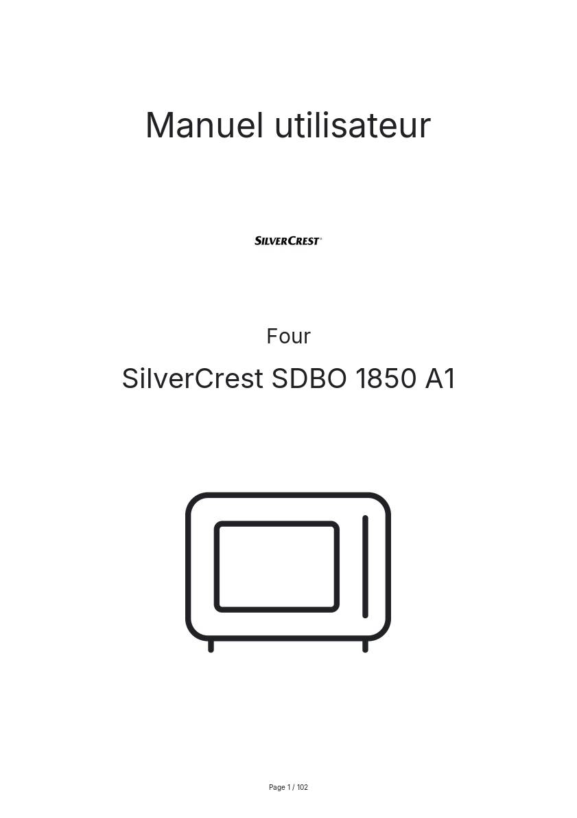 Page n°1 - Manuel utilisateur SilverCrest SDBO 1850 A1
