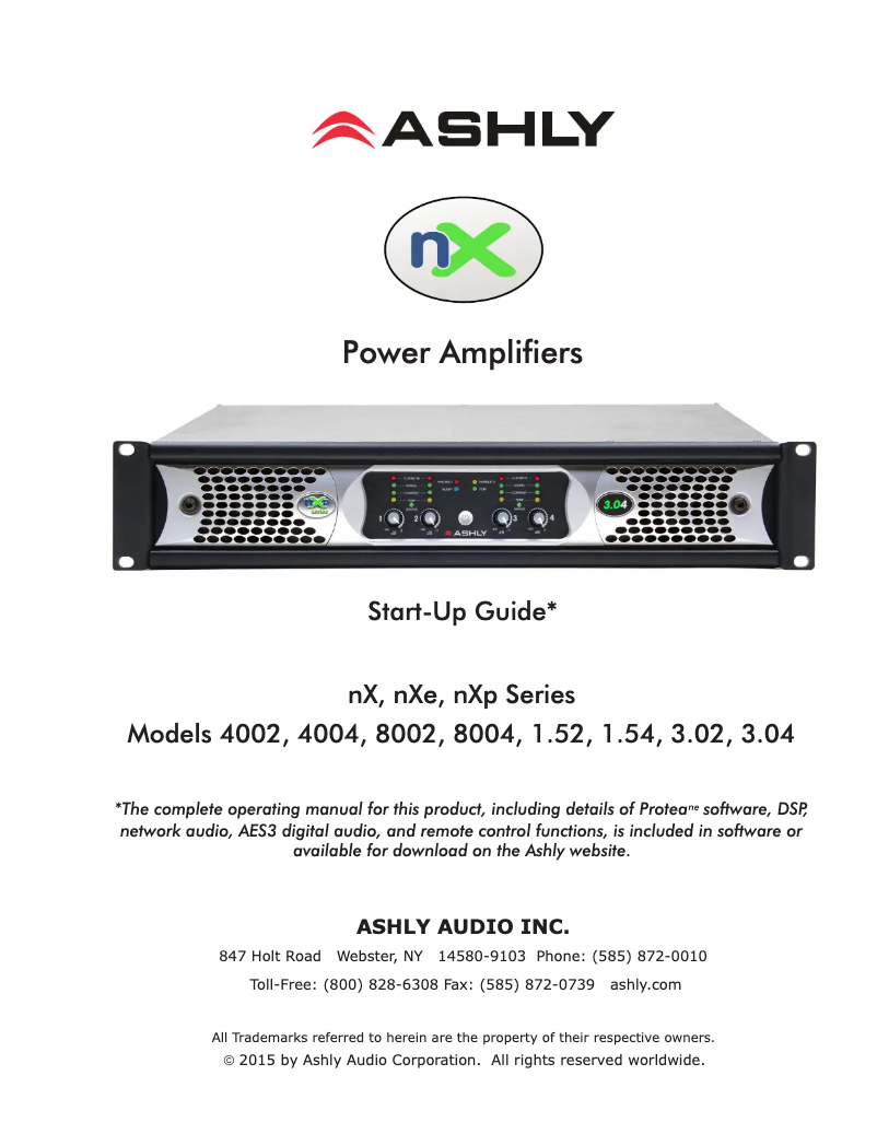 Page 1 de la notice Manuel utilisateur Ashly NXE1.54