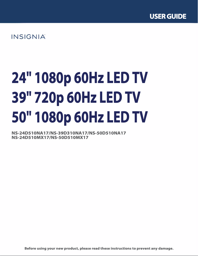 Page 1 de la notice Manuel utilisateur Insignia NS-50D510NA17