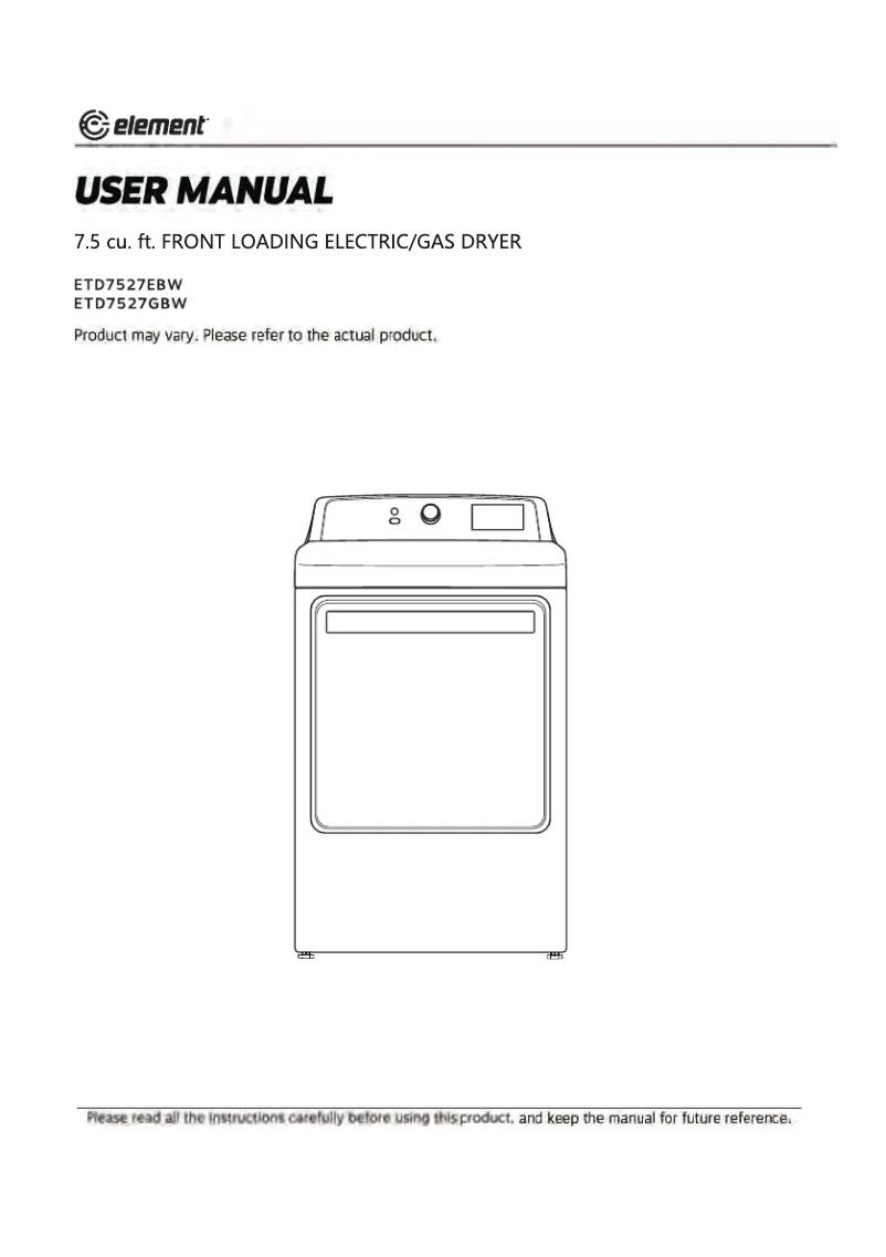 Page n°1 - Manuel utilisateur Element ETD7527GBW