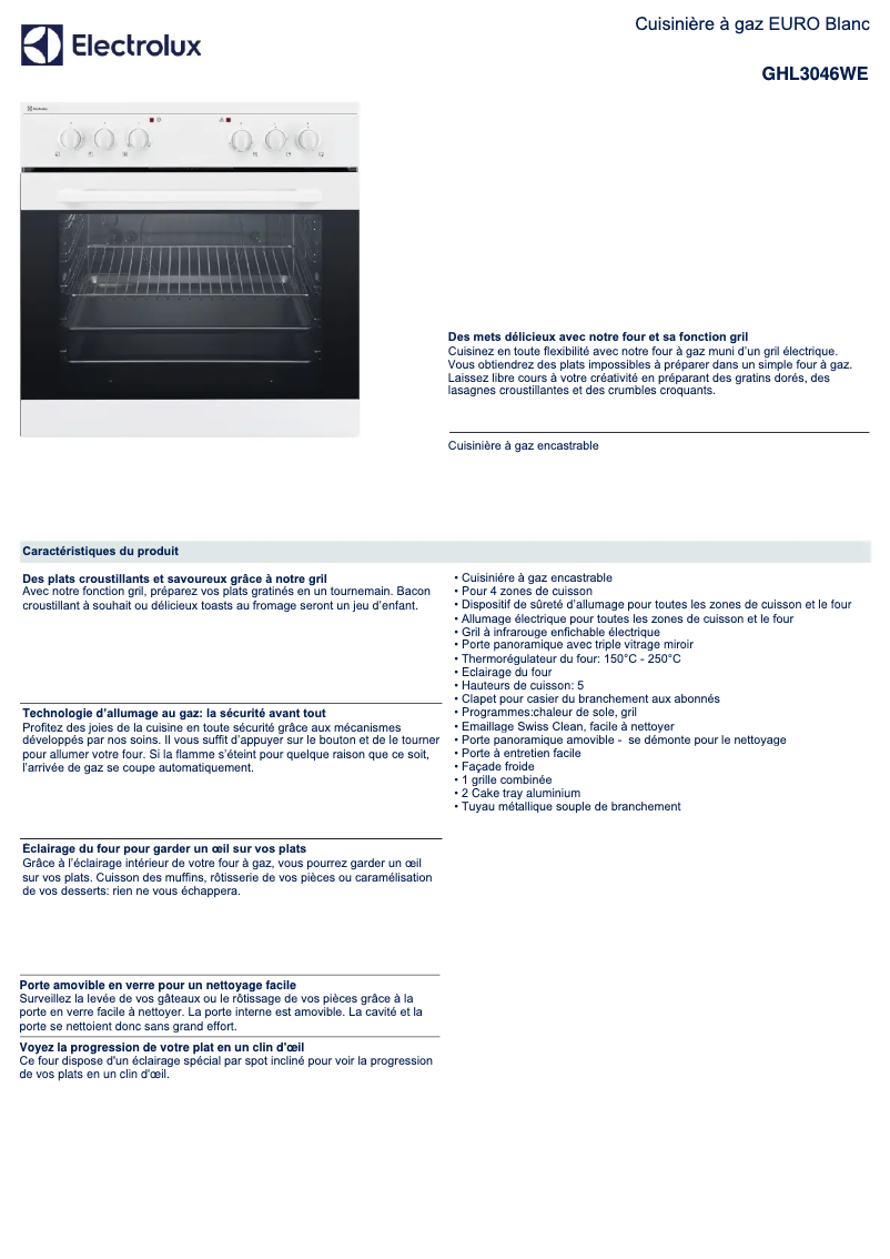 Image de la première page du manuel de l'appareil GHL3046WE
