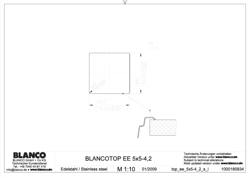 Page n°1 - Manuel utilisateur BLANCO EE 5 x 5-4,2