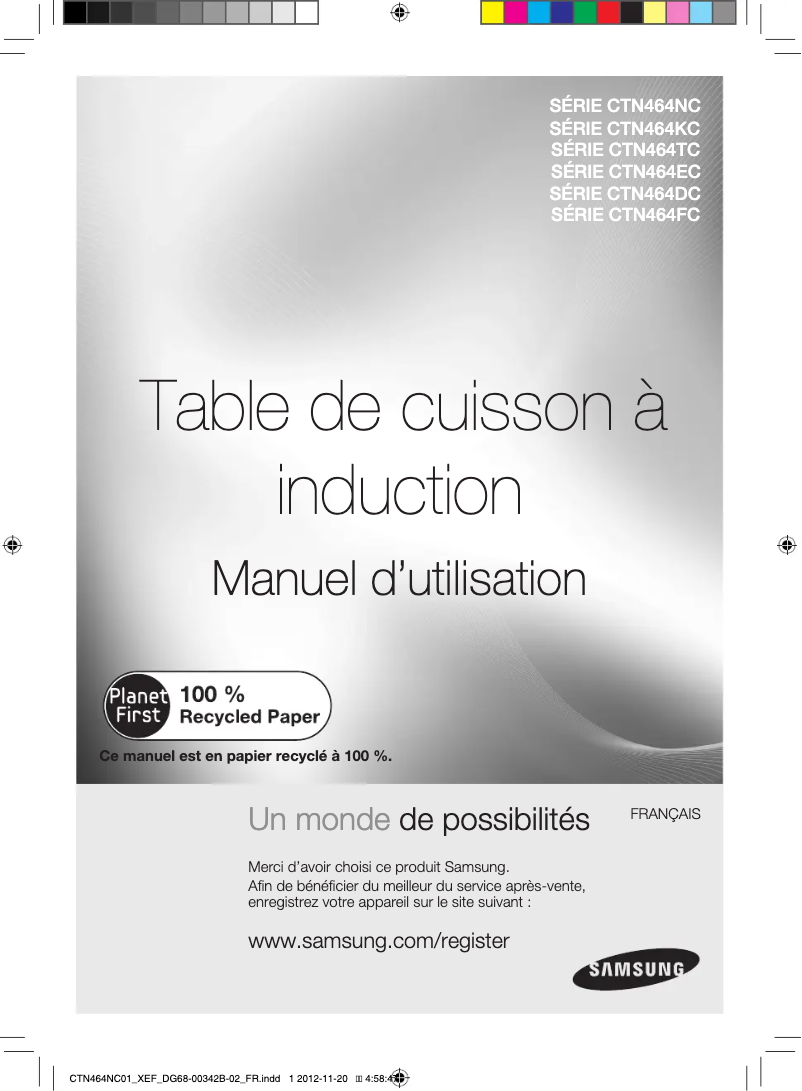 Page 1 de la notice Manuel utilisateur Samsung CTN464TC