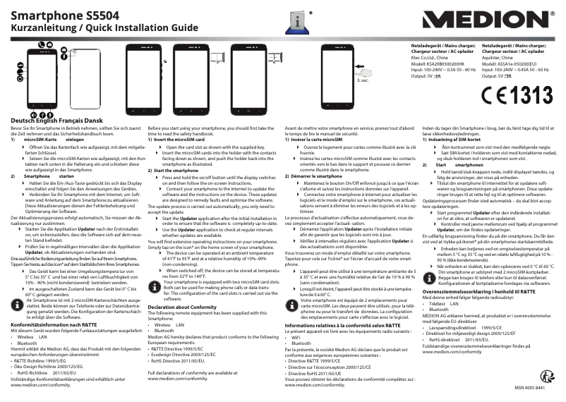 Image de la première page du manuel de l'appareil LIFE S5504 (MD 99774)