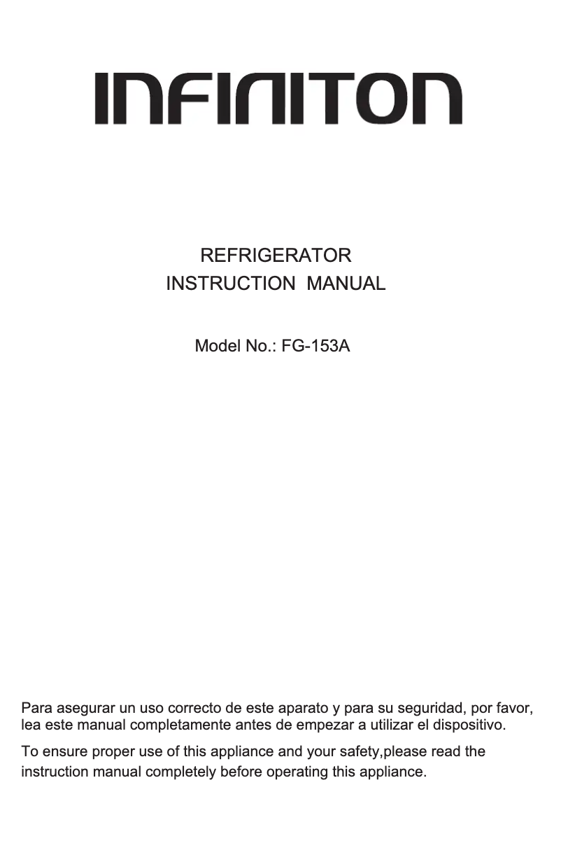 Page 1 de la notice Manuel utilisateur Infiniton FG-153A