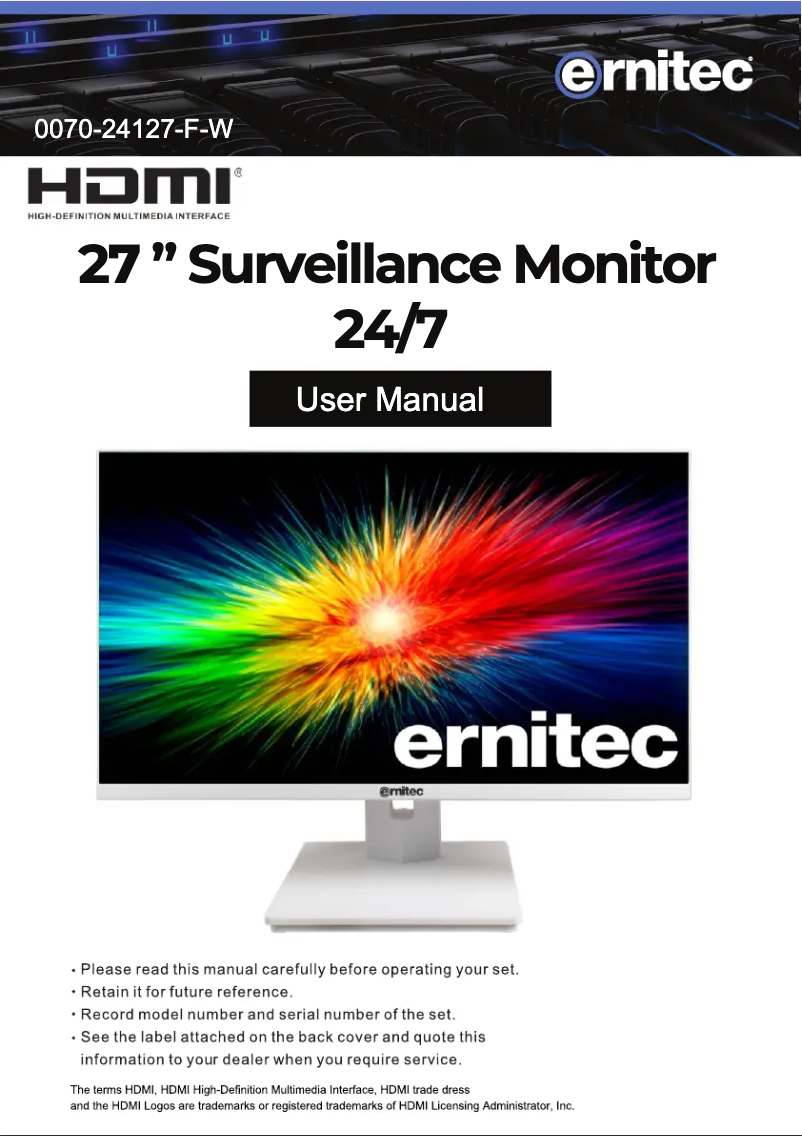 Page 1 de la notice Manuel utilisateur Ernitec 0070-24127-F-W