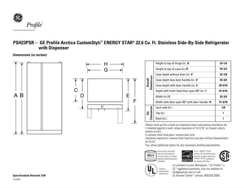 Imagen de la primera página del manual del dispositivo Profile CustomStyle PSH23PSRSV