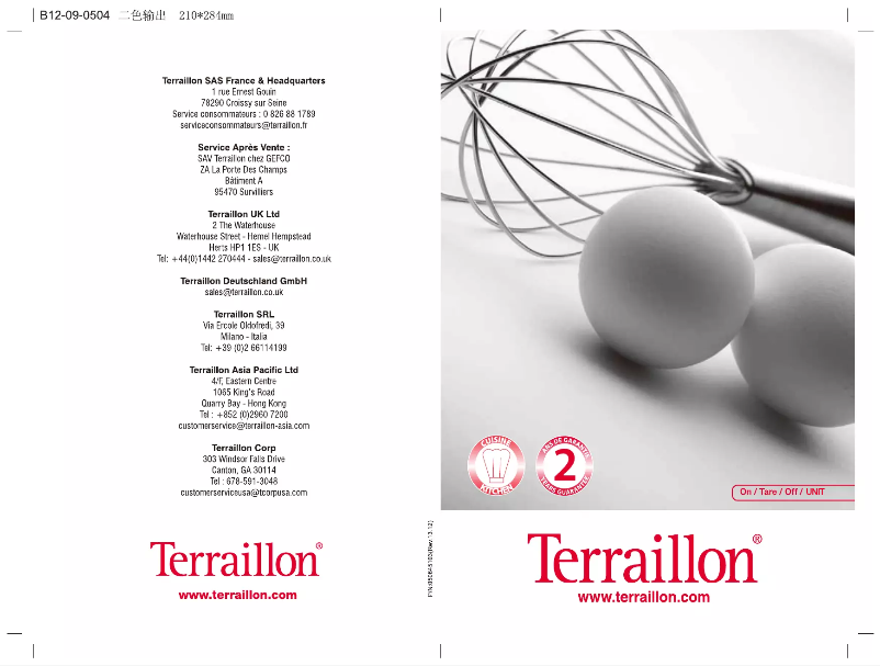 Page n°1 - Manuel utilisateur Terraillon KEA44015LI
