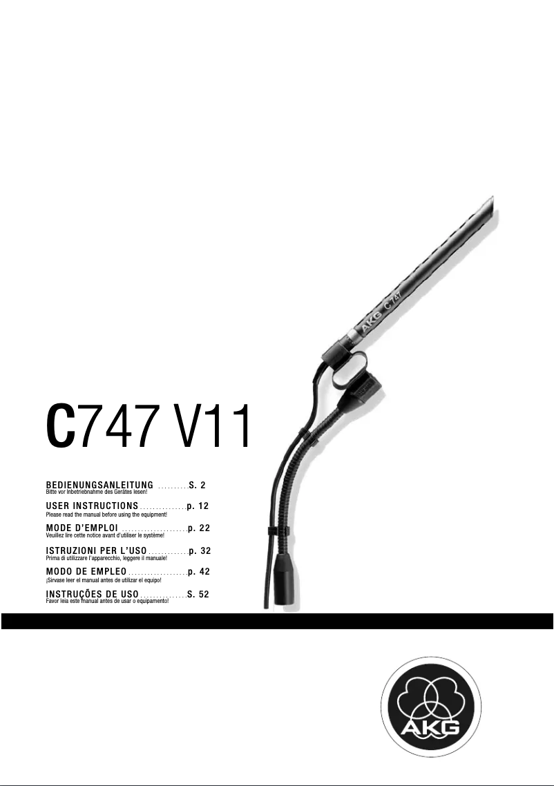 Page 1 de la notice Manuel utilisateur AKG C747 V11