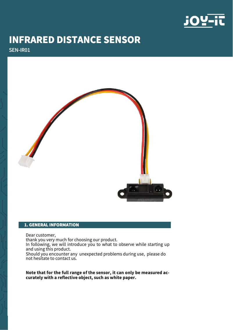 Image de la première page du manuel de l'appareil SEN-IR01