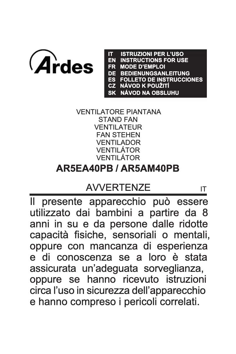 Image de la première page du manuel de l'appareil AR5EA40PB