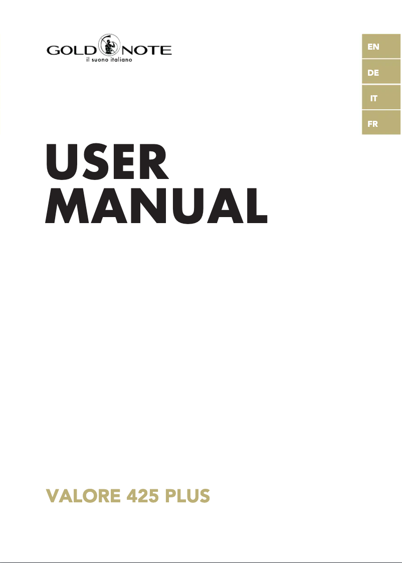 Page n°1 - Manuel utilisateur Gold Note Valore 425 Plus