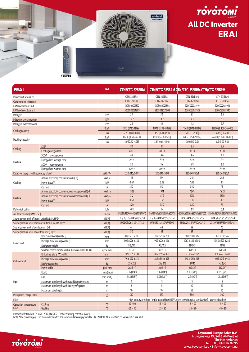 Page n°1 - Fiche technique Toyotomi CTN/CTG-356BRM