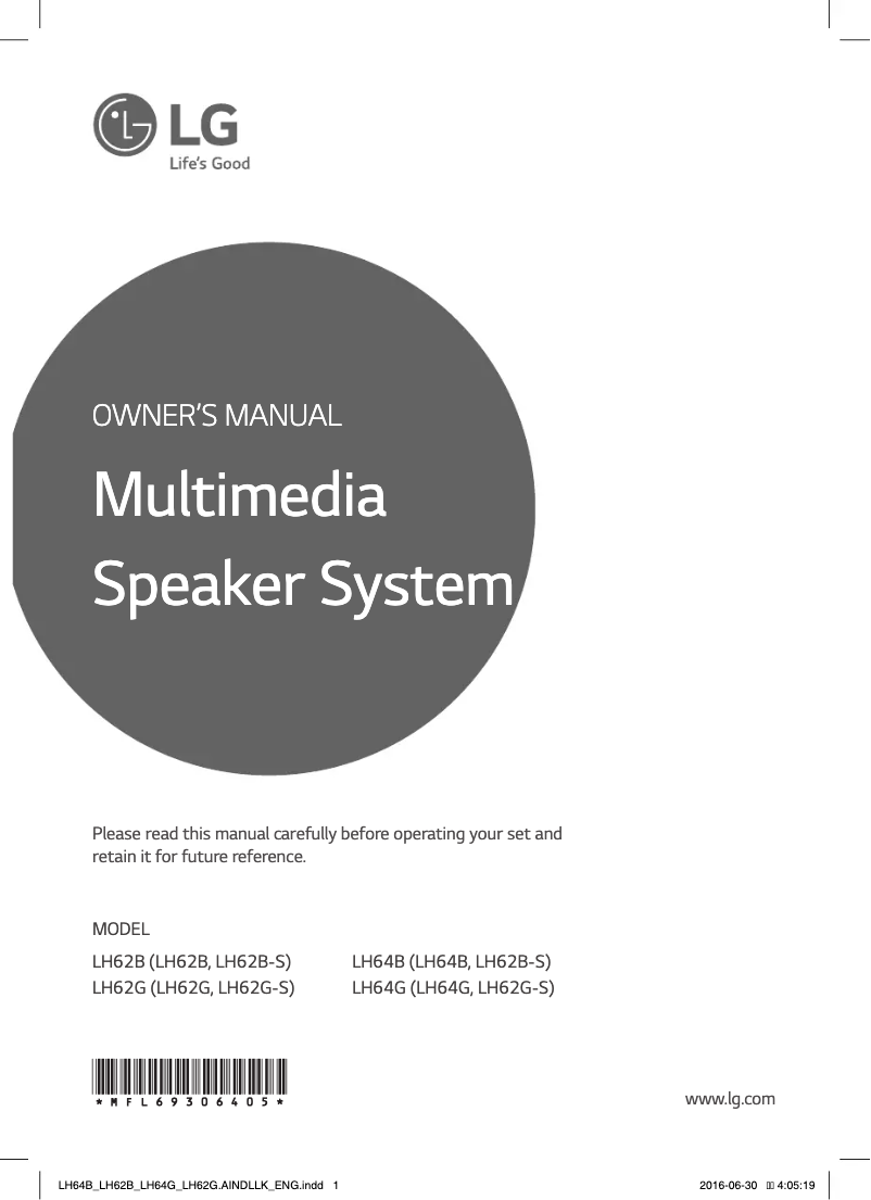 Page 1 de la notice Manuel utilisateur LG LH64G