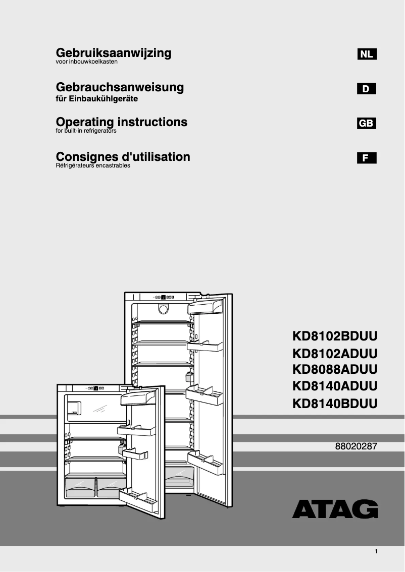 Page 1 de la notice Manuel utilisateur Atag KD8102BD