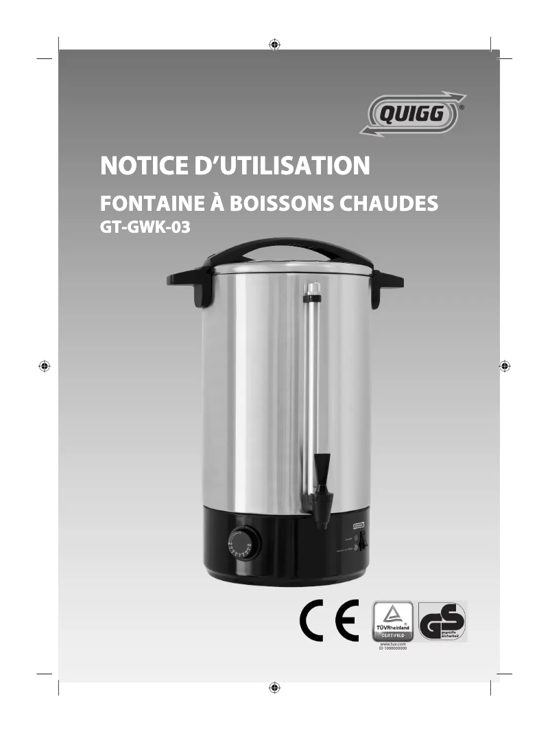 Page 1 de la notice Manuel utilisateur Quigg GT-GWK-03