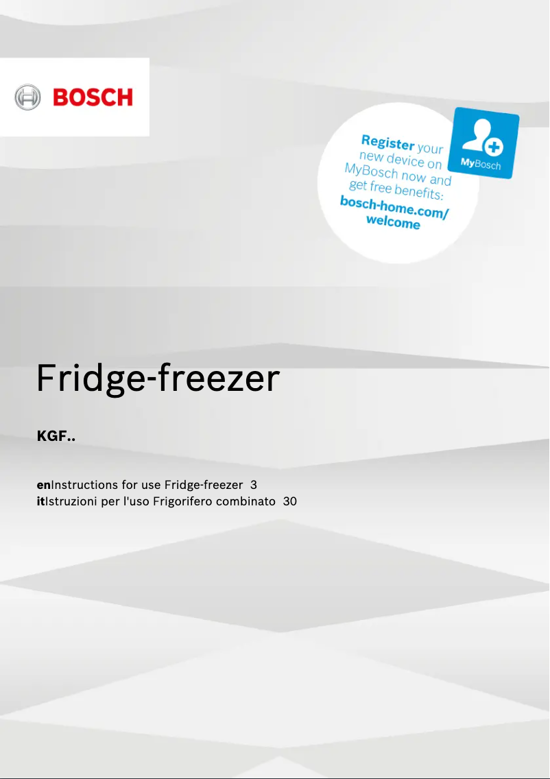 Page 1 de la notice Manuel utilisateur Bosch KGF49SB40