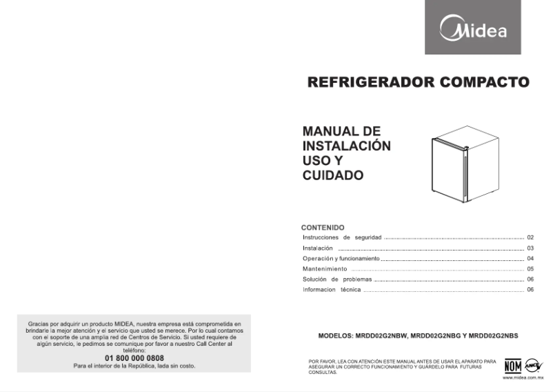 Image de la première page du manuel de l'appareil MRDD02G2NBS