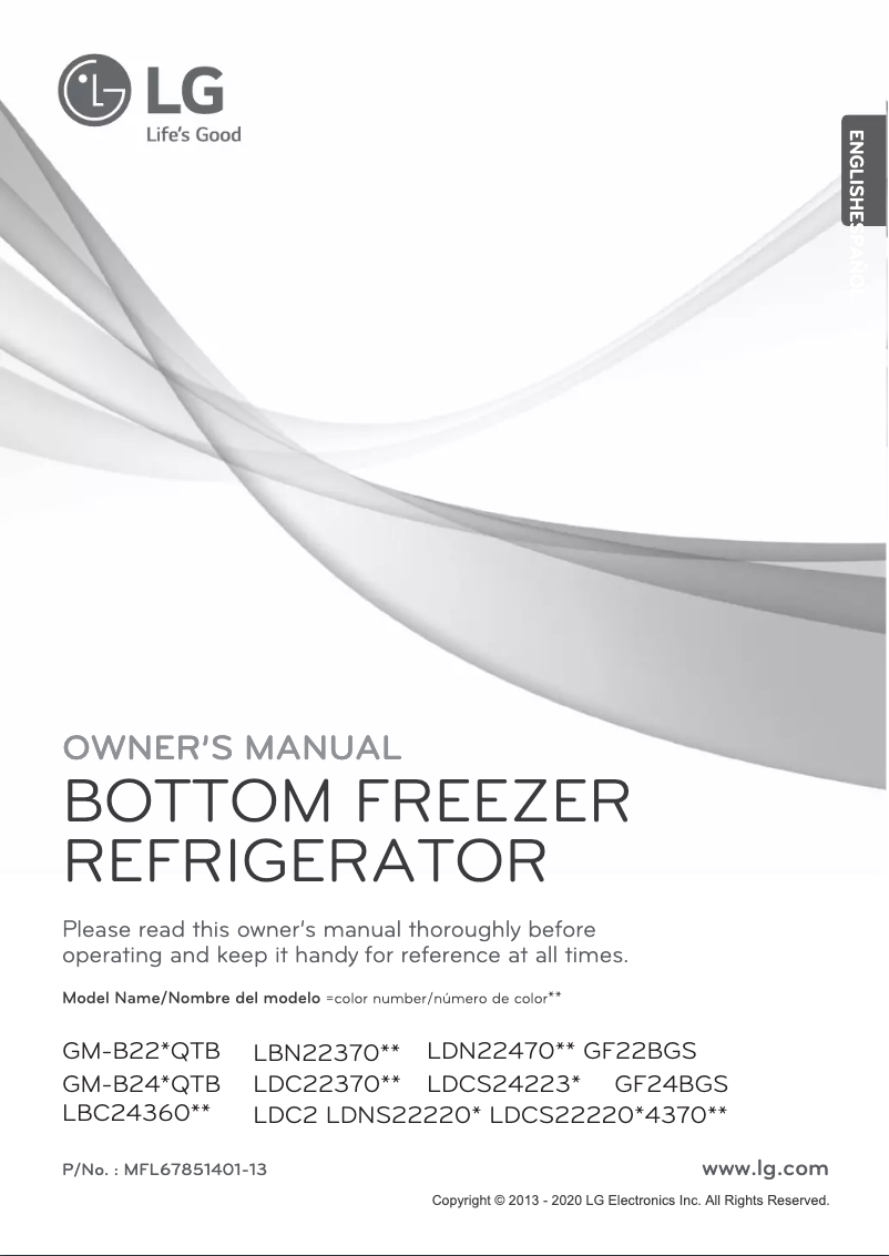 Page 1 de la notice Manuel utilisateur LG GM-B228QTB