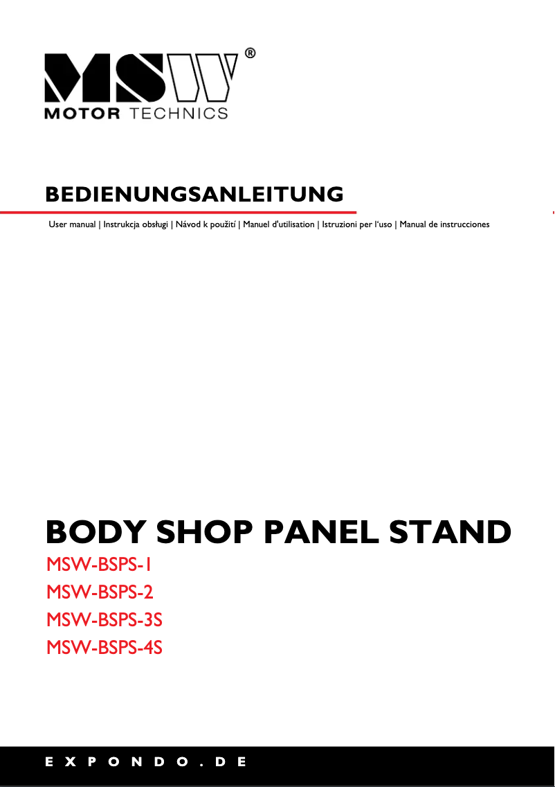 Image de la première page du manuel de l'appareil MSW-BSPS-3S