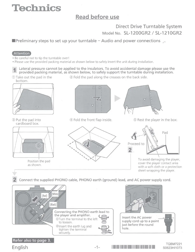 Image de la première page du manuel de l'appareil SL-1200GR2