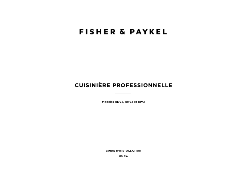 Página 1 del manual Guía de instalación Fisher & Paykel RDV3-488-N