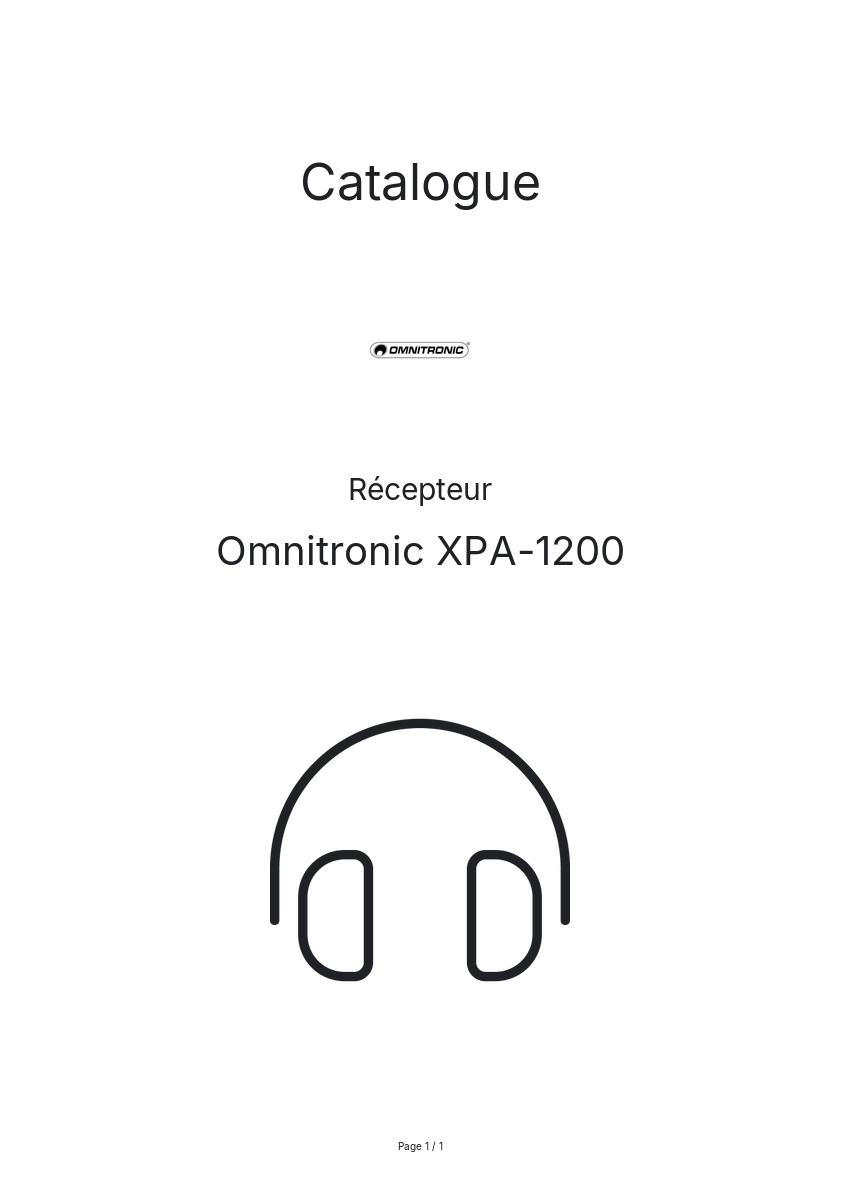 Image de la première page du manuel de l'appareil XPA-1200