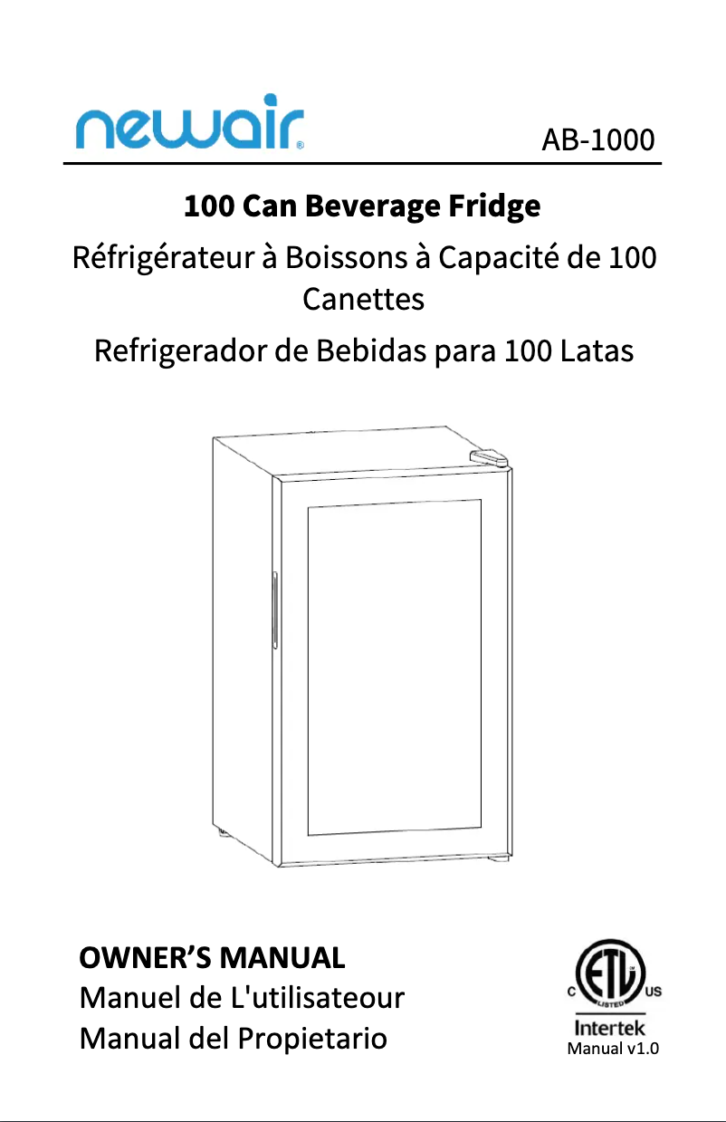 Page 1 de la notice Manuel utilisateur NewAir REF-AB-1000
