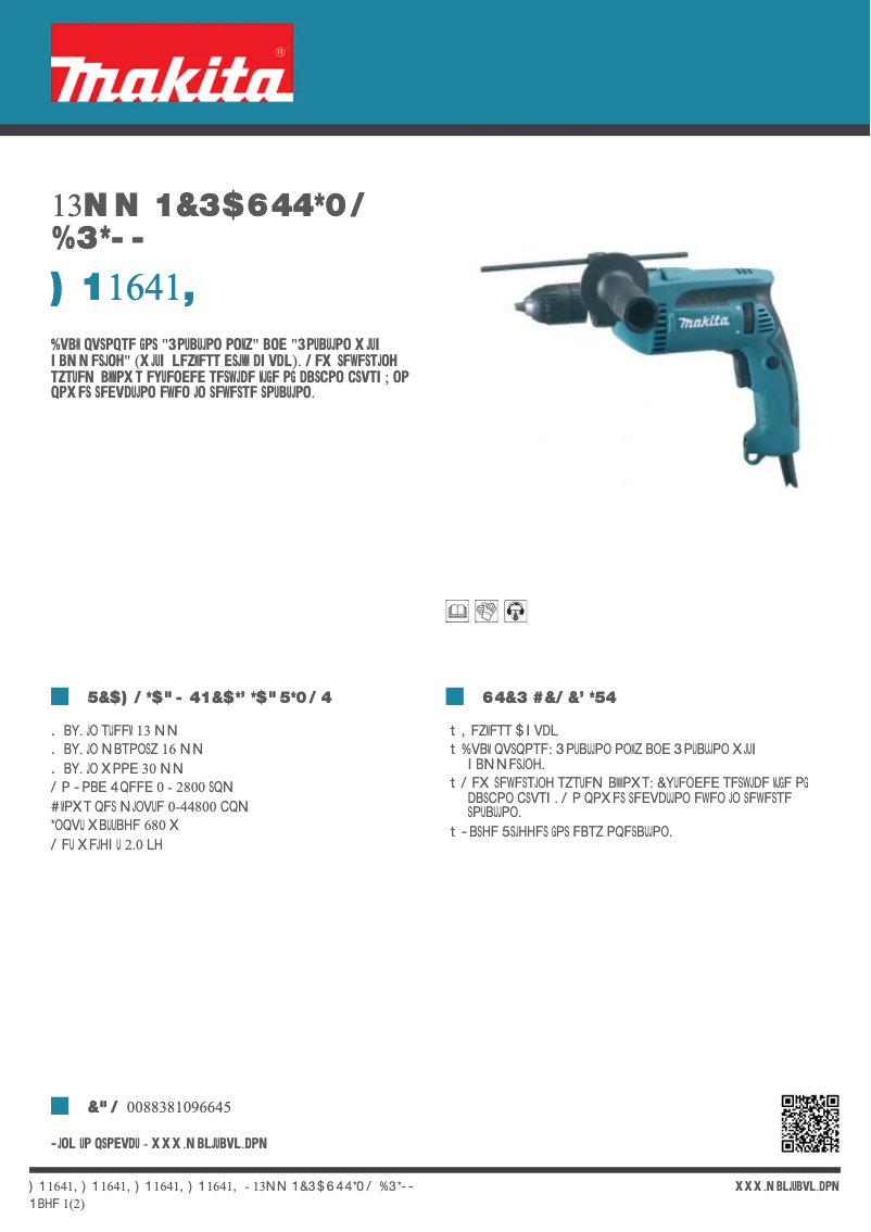 Page n°1 - Fiche technique Makita HP1641K