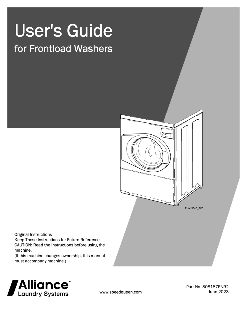 Page 1 de la notice Manuel utilisateur Speed Queen SF7007BE