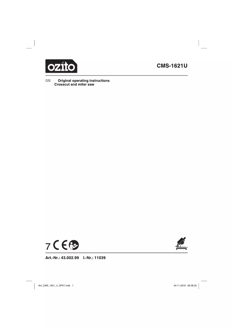 Page 1 de la notice Manuel utilisateur Ozito CMS-1621U