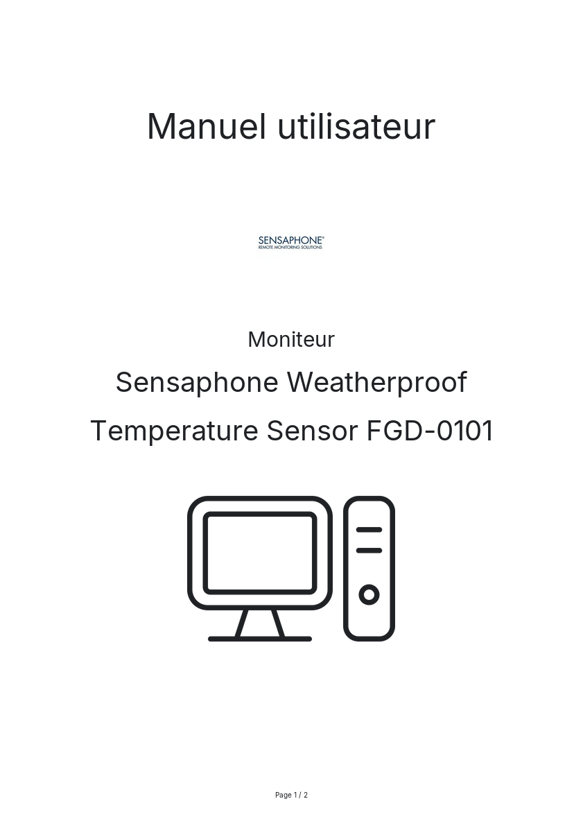 Page n°1 - Manuel utilisateur Sensaphone Weatherproof Temperature Sensor FGD-0101