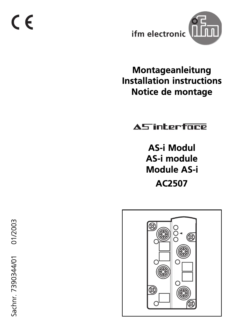 Page 1 de la notice Manuel utilisateur IFM AC2507