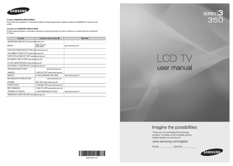 Page 1 de la notice Manuel utilisateur Samsung LN32C350