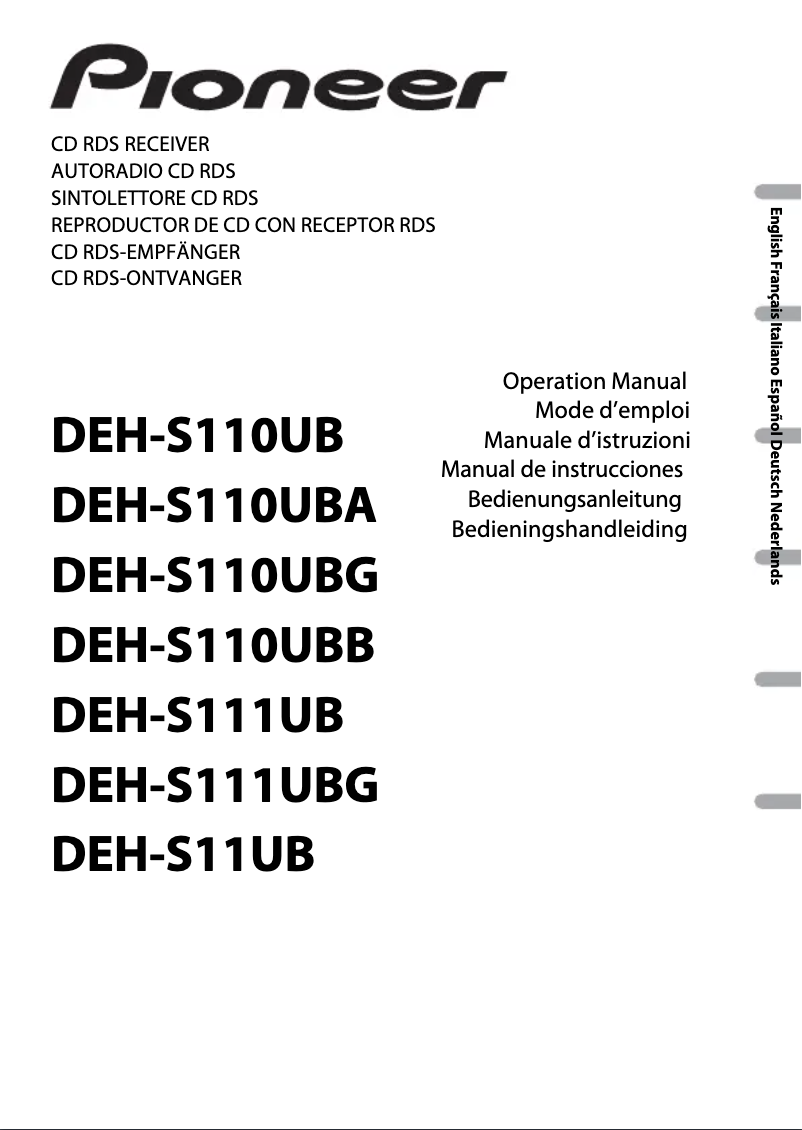 Image de la première page du manuel de l'appareil DEH-S111UBG