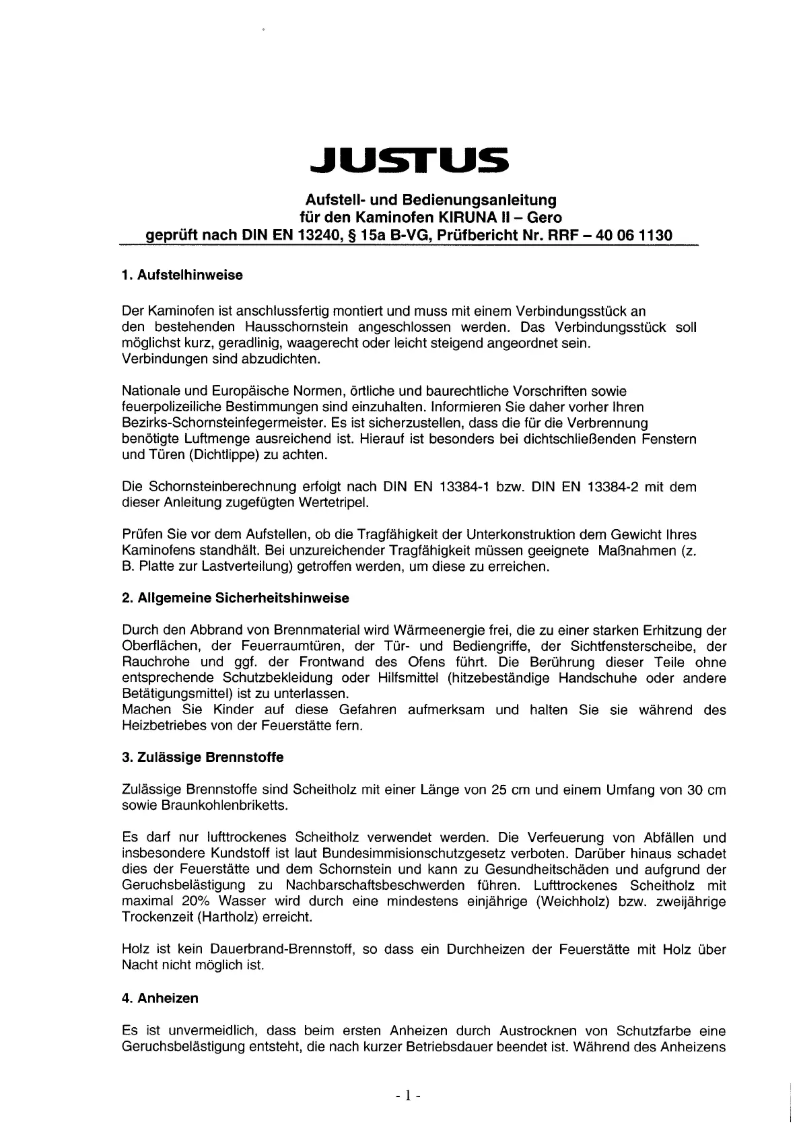 Page 1 de la notice Manuel utilisateur Justus Gero