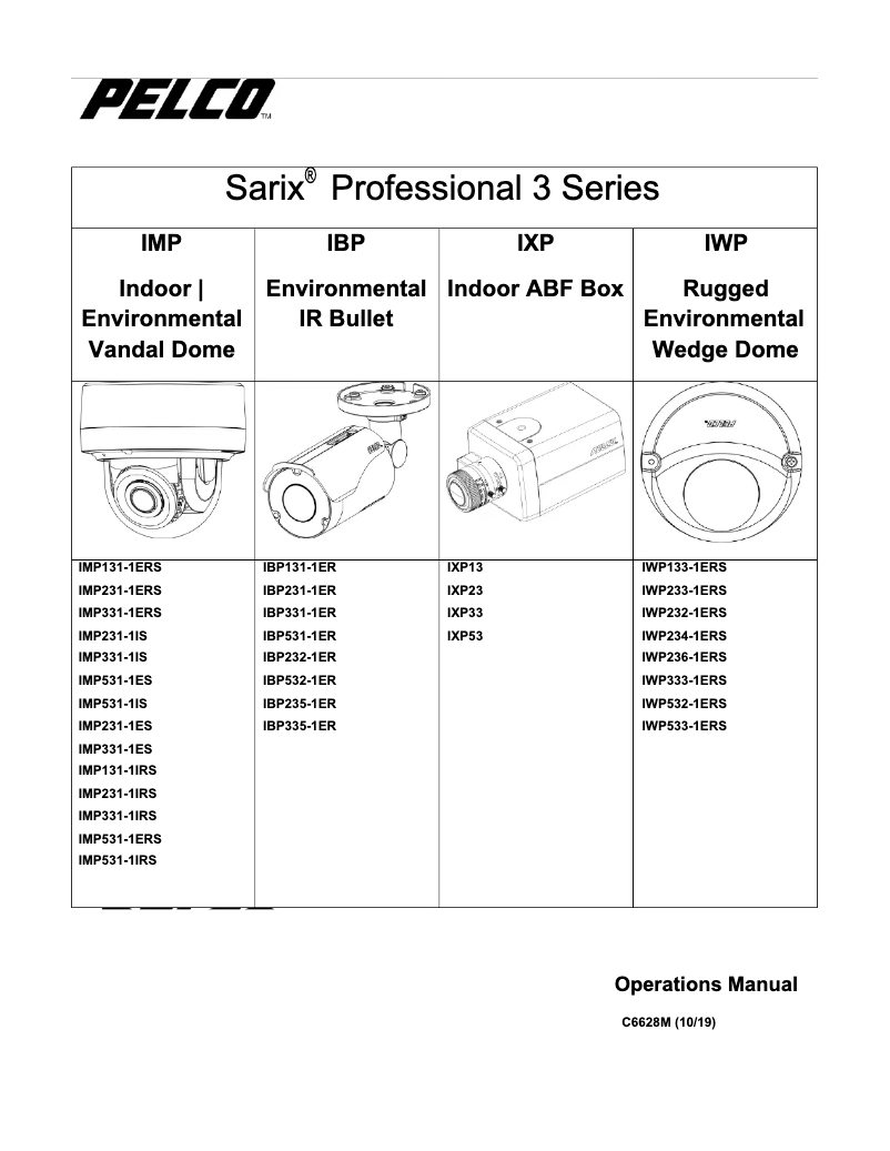 Page n°1 - Manuel utilisateur Pelco Sarix Professional IBP235-1ER
