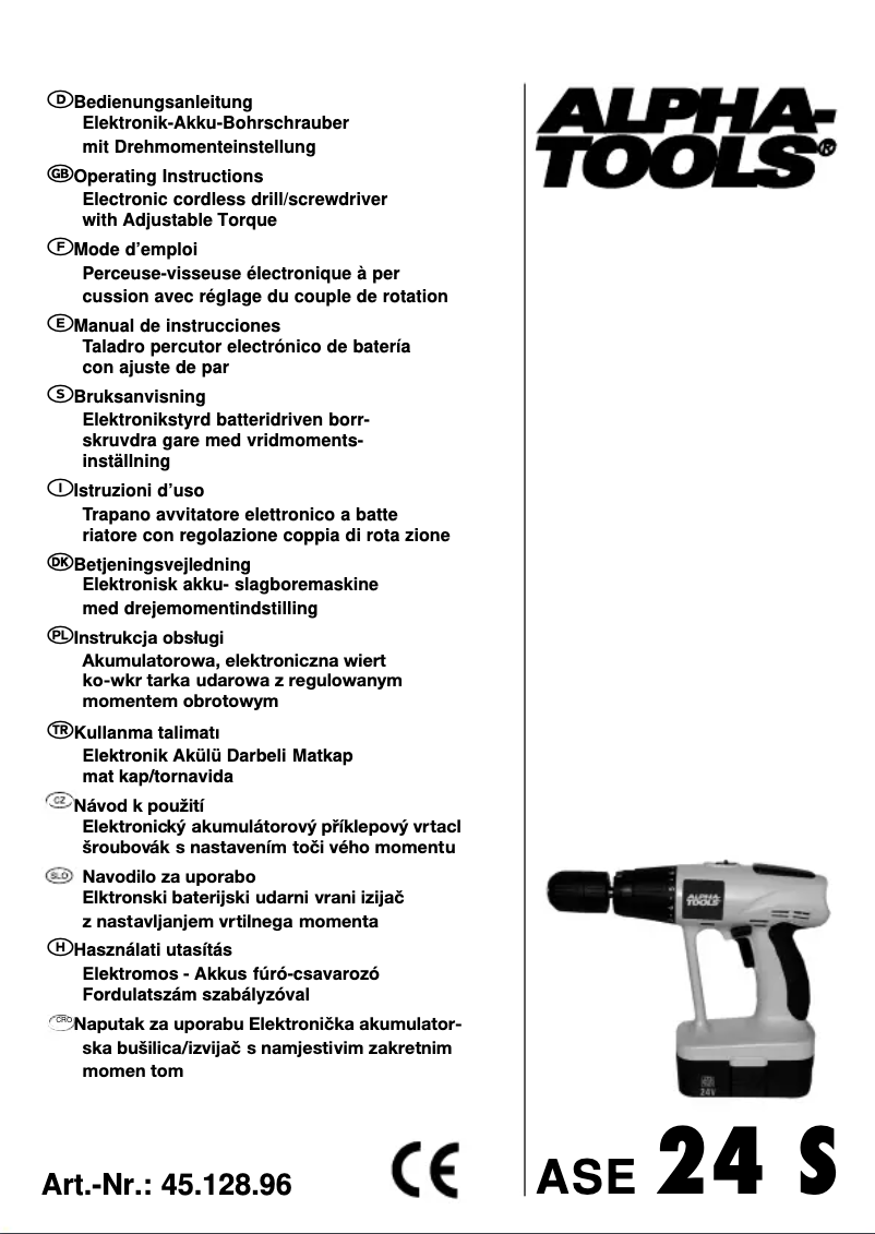 Page 1 de la notice Manuel utilisateur Alpha Tools ASE 24S