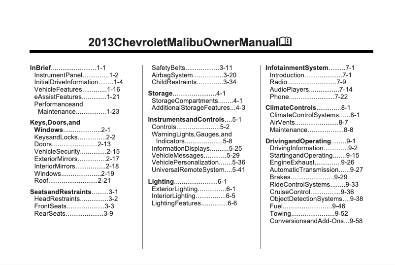Page 1 de la notice Manuel utilisateur Chevrolet Malibu (2021)
