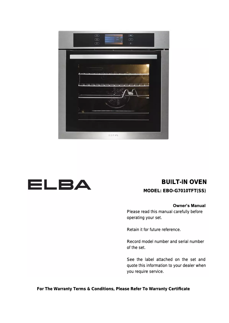 Image de la première page du manuel de l'appareil EBO-G7010TFT(SS)