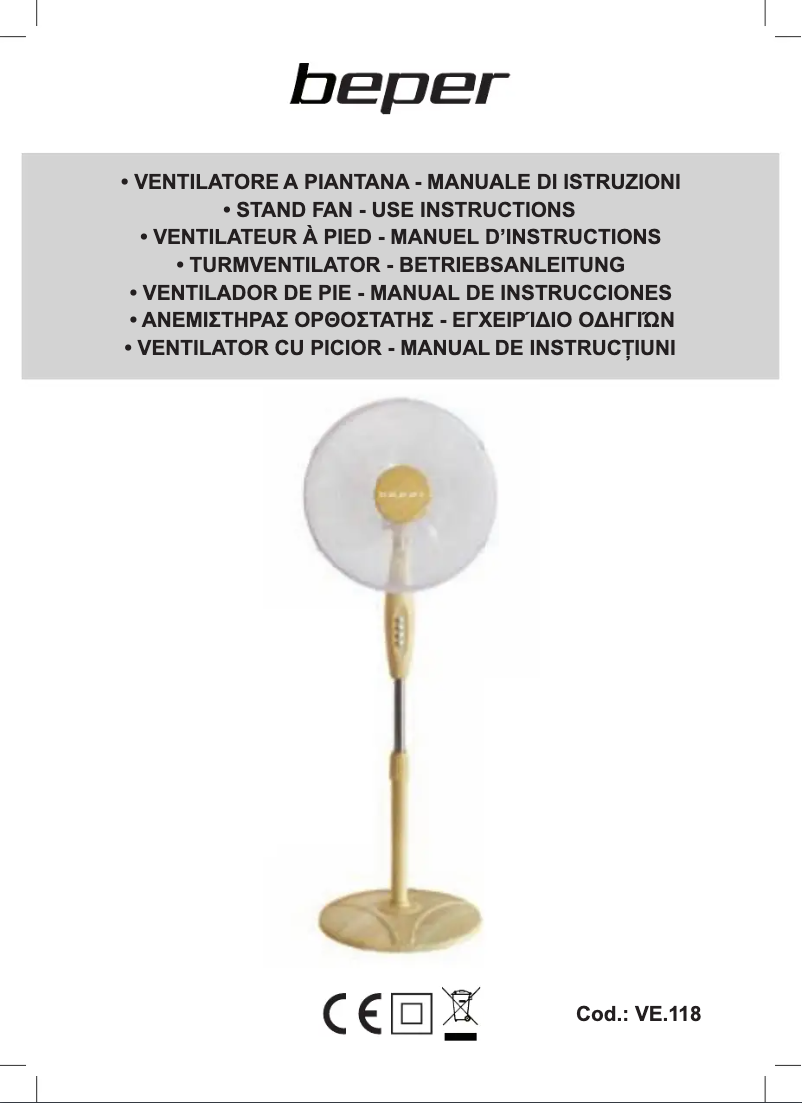 Page n°1 - Manuel utilisateur Beper VE.118