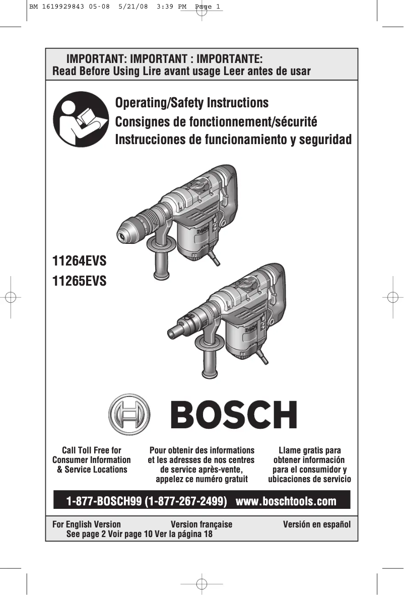 Page 1 de la notice Manuel utilisateur Bosch 11264EVS